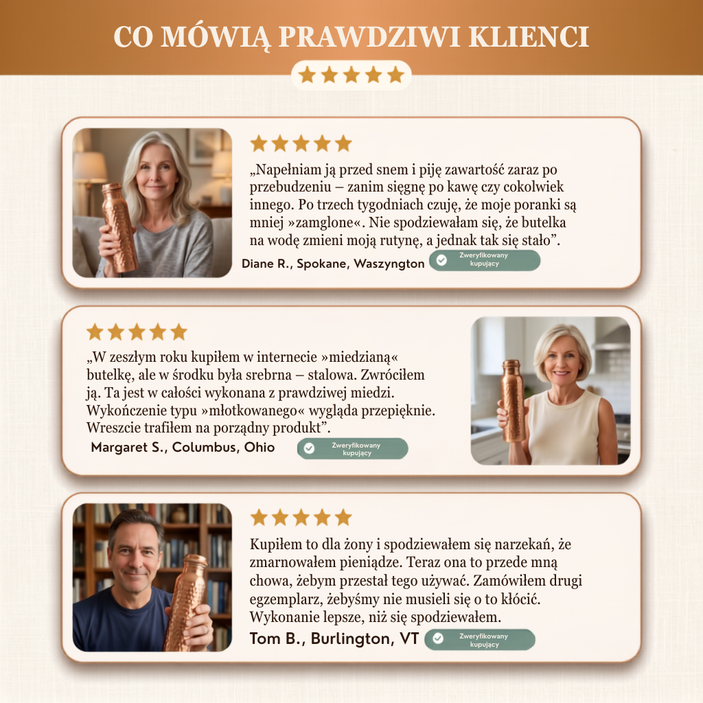 Butelka na wodę Nikola z czystej miedzi
