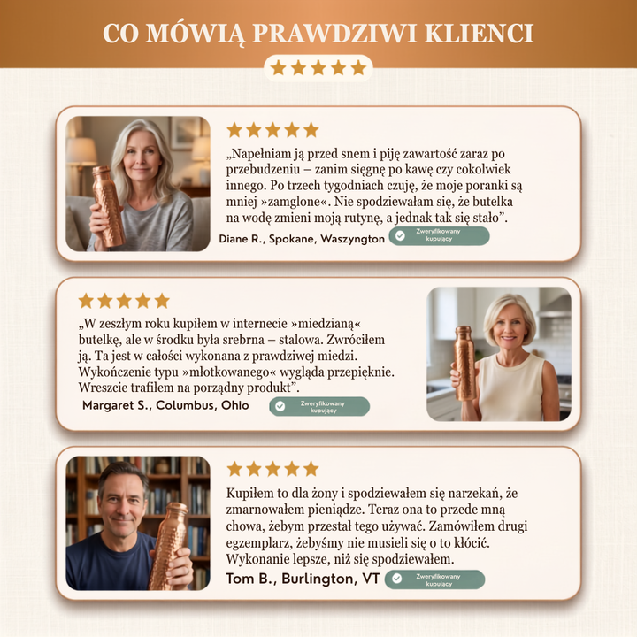 Butelka na wodę Nikola z czystej miedzi