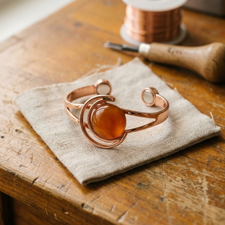 Orangefarbenes Kupferarmband Nikola&